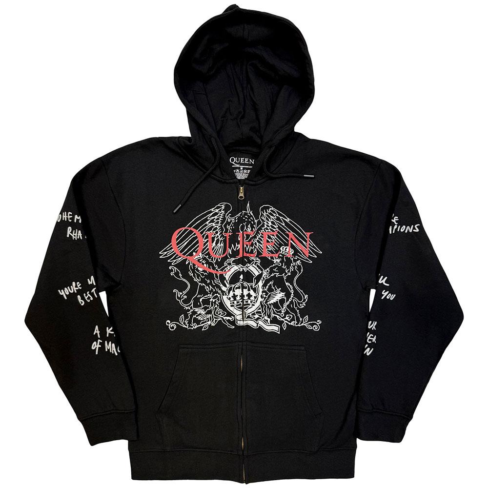 Queen - Logo & Crest Outline Zip hoodie - Grey
